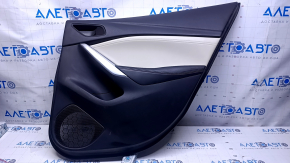 Door trim card rear right Mazda 6 13-15 Touring black with beige insert leather, armrest black leather with red stitching, molding chrome, dent, abrasions, scratches