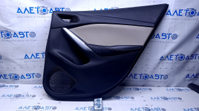 Door trim card rear right Mazda 6 13-15 Sport black with gray insert cloth, armrest black leather, dent, scratches, abrasions, scuffs