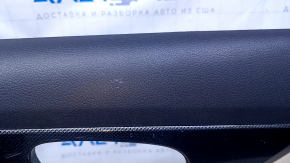 Door trim card rear right Nissan Rogue 14-20 beige with beige insert plastic, molding carbon glossy, armrest beige leather, scratches, abrasions, scuffs, bumps