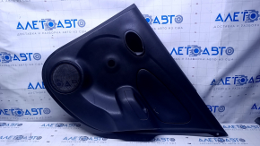 Door trim card rear right Nissan Versa 12-19 usa black with black insert plastic, armrest black plastic, under fur window lifter, scratches, abrasions