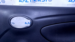 Door trim card rear right Nissan Versa 12-19 usa black with black insert plastic, armrest black plastic, under fur window lifter, scratches, abrasions