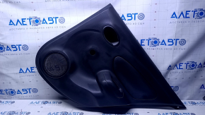 Door trim card rear right Nissan Versa 12-19 usa black with black insert plastic, armrest black plastic, under fur window lifter, scratches, abrasions