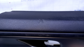 Door trim card rear right Mazda CX-9 16- black with black insert leather, armrest black leather, molding gray structure, abrasions, scratches, dents, bumps