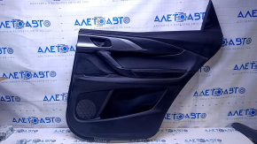 Door trim card rear right Mazda CX-9 16- black with black insert leather, armrest black leather, molding gray structure, abrasions, scratches, dents