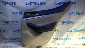 Door trim card rear right Nissan Maxima A36 16- beige with beige insert leather, armrest beige leather, molding gray wood structure, scratches, abrasions, dent