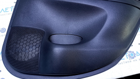 Door trim card rear right Nissan Sentra 13-19 black with black insert cloth, armrest black leather, scratches, abrasions
