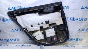 Door trim card rear right Nissan Sentra 13-19 black with black insert cloth, armrest black leather, scratches, abrasions