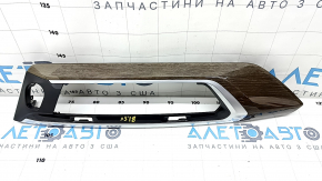 Front panel trim central BMW X3 G01 18-21 black, insert dark oak Perlglanz Chrom, varnish swelled, scratches, broken guides
