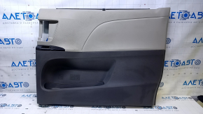 Door trim card rear right Toyota Sienna 11-14 dark gray with beige insert plastic, with curtain, scuffs, scratches