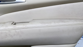 Door trim card rear right Nissan Pathfinder 13-20 beige with beige insert leather, armrest beige leather, molding handle gray structure, for dry cleaning, scratches, abrasions, scuffs, whitened plasti