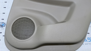 Door trim card rear right Nissan Rogue 14-20 beige with beige insert plastic, molding graphite structure, armrest beige leather, scuffs