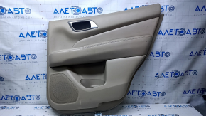 Door trim card rear right Nissan Pathfinder 13-20 beige with beige insert leather, armrest beige leather, molding handle gray structure, for dry cleaning, scratches, abrasions, scuffs, dents, turned w