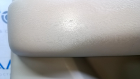 Door trim card rear right Nissan Pathfinder 13-20 beige with beige insert leather, armrest beige leather, molding handle gray structure, scratches, abrasions, scuffs, whitened plastic
