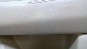 Door trim card rear right Nissan Pathfinder 13-20 beige with beige insert leather, armrest beige leather, molding handle gray structure, scratches, abrasions, scuffs, whitened plastic