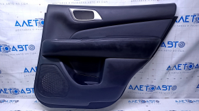 Door trim card rear right Nissan Pathfinder 13-20 black with black insert leather, armrest black leather, molding handle gray structure, scratches, abrasions, scuffs