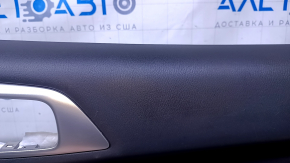 Door trim card rear right Nissan Pathfinder 13-20 black with black insert leather, armrest black leather, molding handle gray structure, scratches, abrasions, scuffs
