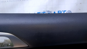 Door trim card rear right Nissan Pathfinder 13-20 black with black insert leather, armrest black leather, molding handle gray structure, scratches, abrasions, scuffs