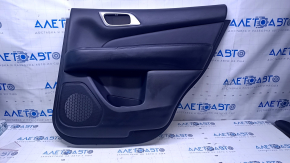 Door trim card rear right Nissan Pathfinder 13-20 black with black insert leather, armrest black leather, molding handle gray structure, scratches, abrasions