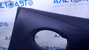 Door trim card rear right Nissan Versa Note 13-19 black with black-blue insert cloth, armrest black plastic, scratches, abrasions