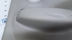 Door trim card rear right Nissan Versa 12-19 usa gray with gray insert cloth, armrest gray plastic, scratches, abrasions, whitened plastic