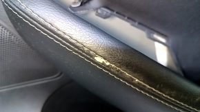 Door trim card rear right Nissan Maxima A36 16- black with black insert leather, armrest black leather, molding gray wood structure, scratches, abrasions, dents, scuffs, bumps
