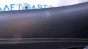 Door trim card rear right Nissan Maxima A36 16- black with black insert leather, armrest black leather, molding gray wood structure, scratches, abrasions, dents, scuffs, bumps