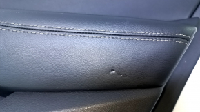 Door trim card rear right Nissan Maxima A36 16- black with black insert leather, armrest black leather, molding gray wood structure, scratches, abrasions, dents, scuffs, bumps