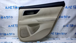 Door trim card rear right Nissan Altima 13-18 beige with beige insert cloth, armrest beige cloth, molding black-gray gloss, scuffs, scratches, for dry cleaning, whitened plastic, dent