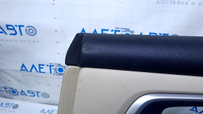 Door trim card rear right Nissan Altima 13-18 beige with beige insert cloth, armrest beige cloth, molding black-gray gloss, scuffs, scratches, for dry cleaning, whitened plastic, dent