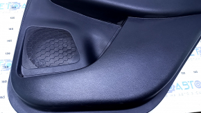 Door trim card rear right Nissan Murano z52 15-18 black with black insert leather, armrest black leather, molding gray gloss wood, dents, abrasions, scratches
