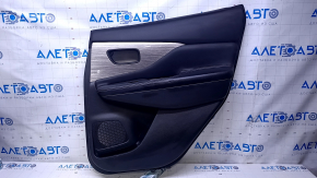 Door trim card rear right Nissan Murano z52 15-18 black with black insert leather, armrest black leather, molding gray gloss wood, dents, abrasions, scratches