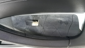 Door trim card front right BMW X3 G01 18-21 black leather, insert black Vernasca leather, gray stitching, dark oak trim, cracked handle and trim of glass control, swollen varnish,