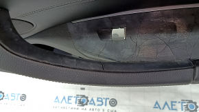 Door trim card front right BMW X3 G01 18-21 black leather, insert black Vernasca leather, gray stitching, dark oak trim, cracked handle and trim of glass control, swollen varnish,