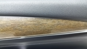 Door trim card front right BMW X3 G01 18-21 black leather, insert black Vernasca leather, gray stitching, dark oak trim, cracked handle and trim of glass control, swollen varnish,