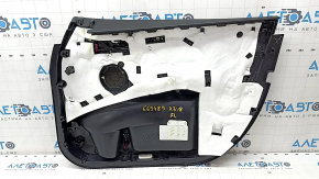 Door trim card front left BMW X3 G01 18-21 black leather, insert leather Vernasca black, gray stitching, overlay dark oak, cracked handle and overlay control glass, scratches