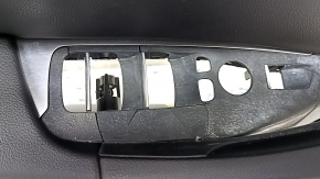 Door trim card front left BMW X3 G01 18-21 black leather, insert leather Vernasca black, gray stitching, overlay dark oak, cracked handle and overlay control glass, scratches