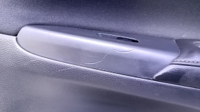 Door trim card rear right Nissan Sentra 13-19 black with black insert cloth, armrest black leather, scratches, abrasions, scuffs, dents