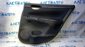 Door trim card rear right Nissan Sentra 13-19 black with black insert cloth, armrest black leather, scratches, abrasions