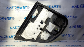 Door trim card rear right Nissan Sentra 13-19 black with black insert cloth, armrest black leather, scuffs, scratches