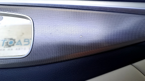 Door trim card rear right Infiniti Q50 14- gray with gray insert leather, armrest gray leather, molding gray structure, dents, scratches, abrasions, peeling coating on molding