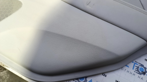 Door trim card rear right Infiniti Q50 14- gray with gray insert leather, armrest gray leather, molding gray structure, dents, scratches, abrasions, peeling coating on molding