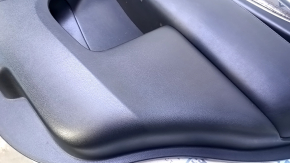 Door trim card rear right Infiniti JX35 QX60 13- black with black insert leather, armrest black leather, molding light wood gloss, scratches, abrasions, dents, bumps