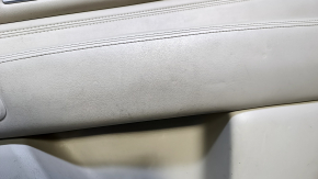 Door trim card rear right Infiniti JX35 QX60 13- beige with beige insert leather, armrest beige leather, molding dark wood gloss, under the tweeter, scuffs, scratches, dent, whitened plastic, by