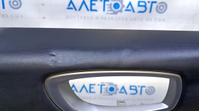 Door trim card rear right Infiniti JX35 QX60 13- black with black insert leather, armrest black leather, molding dark wood gloss, scratches, abrasions, dents