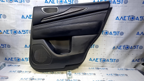 Door trim card rear right Infiniti JX35 QX60 13- black with black insert leather, armrest black leather, molding light wood gloss, scratches, abrasions, dents, bumps