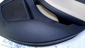 Door trim card rear right Infiniti QX30 17- black with beige insert leather, armrest beige leather, molding black-gray gloss, dents, scratches, abrasions, scuffs