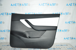 Door trim card front right Tesla Model Y 20 - leather black with white type 2, with backlight, matte lining, with suede insert with window lift control with door opening button