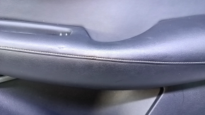 Door trim card rear right Infiniti QX50 19- black, insert black leather, armrest black leather, gray stitching, molding gray wood structure, with curtain, under the tweeter, scratches, abrasions