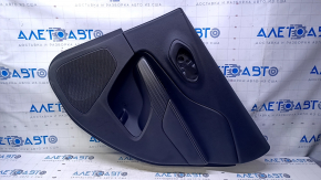 Door trim card rear right Jeep Cherokee KL 14-18 black with black insert leather, armrest black leather white stitching, molding dark wood, scratches, dents, abrasions