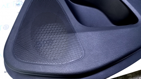 Door trim card rear right Jeep Cherokee KL 14-18 black with black insert cloth, armrest gray leather, molding dark wood, scratches, dents, abrasions, bumps